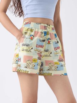 The Souled Store - Yellow Printed Regular Fit Shorts