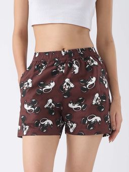 The Souled Store - Official Disney Mickey Mouse Brown Printed Shorts