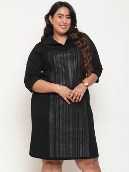 Amydus - Plus Size Black Party Shirt Dress for Women