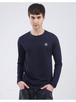 Rock.it - Men Navy Blue Round Neck Full Sleeves T-Shirt