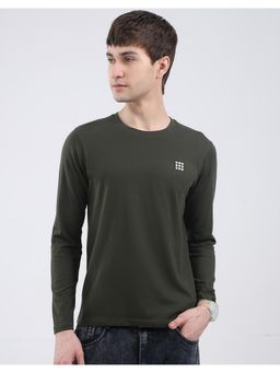 Rock.it - Men Olive Round Neck Full Sleeves T-Shirt