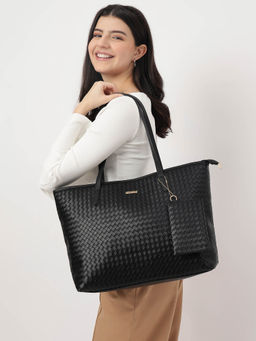 Fastrack - Textured Oversized Structured Tote Bag For Women With A Removable Pouch (Set of 2)