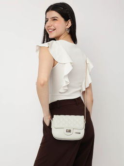 Fastrack - White Quilted Sling Bag For Women