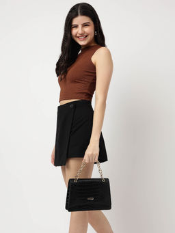 Fastrack - Croco Textured Sling Bag For Women With Gold Metal Chain Accent And Detachable Straps