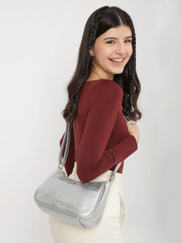 Fastrack - Silver-Toned Textured Sling Bag For Women