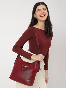 Fastrack - Maroon Solid Hobo Bag For Women With Adjustable Sling Straps
