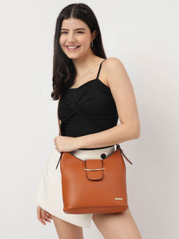 Fastrack - Tan Solid Hobo Bag For Women With Adjustable Sling Straps