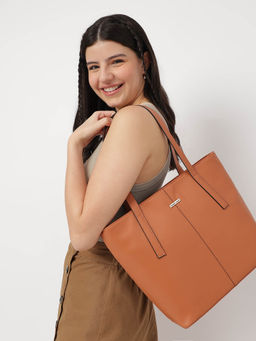 Fastrack - Women Structured Solid Tote Bag with Top Zipper Closure Fits Upto 14" Laptop