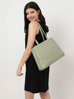 Fastrack - Olive Structured Shoulder Bag With Quilted Detail For Women