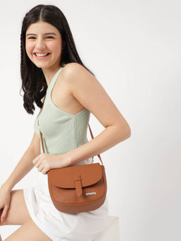 Fastrack - Tan Solid Sling Bag For Women