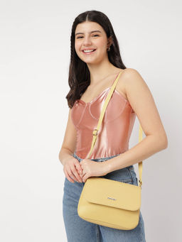 Fastrack - Yellow Solid Structured Sling Bag For Women