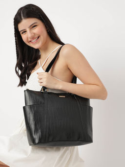 Fastrack - Women Solid Croc Textured Structured Tote Bag Fits Upto 14" Laptop