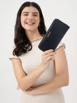 Fastrack - Navy Blue Zip Around Wallet For Women With Multiple Card Holders