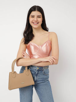 Fastrack - Beige Solid Bag With Detachable Strap For Women