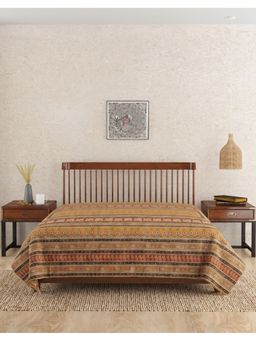 Fabindia - Yellow Kalamkari Printed Cotton Bed Cover