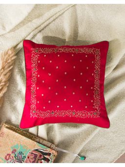 Fabindia - Pink Ruhi Embroidered Cotton Silk Cushion Cover
