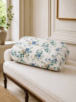 The Home Story - Cotton Blue Serenity Round Bolster Cover - Blue (Pack of 2)