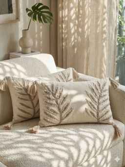 Bungalow and Beyond - Leaf Pattern Cushion Cover (Pack of 2)