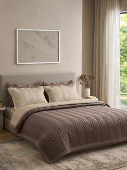 SANSAAR A D'DECOR BRAND LIVE CONSCIOUSLY - Grey Linen Double Bedsheet With Pillow Covers (Pack of 3)