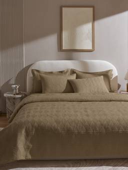 SANSAAR A D'DECOR BRAND LIVE CONSCIOUSLY - Grey Double Bedsheet With Pillow Covers (Pack of 3)