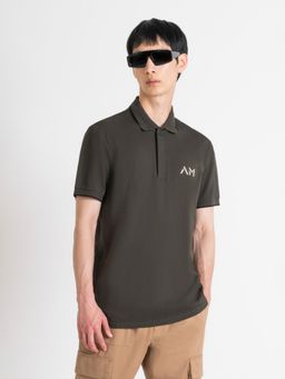 Antony Morato - Mens Green Solid Polo Collar Short Sleeves T-Shirt