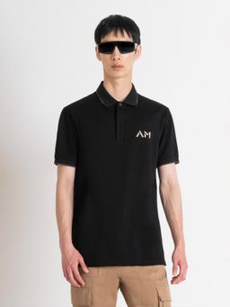 Antony Morato - Mens Black Solid Polo Collar Short Sleeves T-Shirt