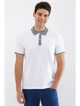 Allen Solly - Mens White Solid Polo Neck T-Shirt