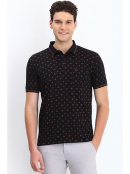 Allen Solly - Mens Black Printed Polo Neck T-Shirt
