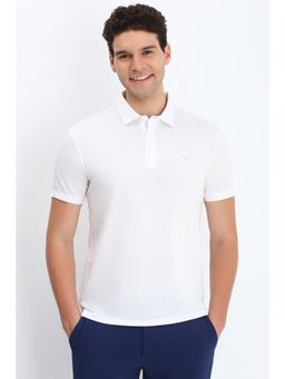 Allen Solly - Mens White Solid Polo Neck T-Shirt