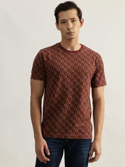 GANT - Mens Red Printed Crew Neck Short Sleeves T-Shirt