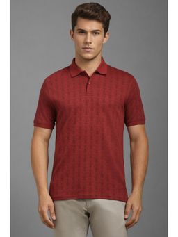 Louis Philippe - Mens Maroon Printed Polo Neck T-Shirt