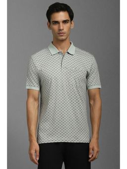 Louis Philippe - Mens Grey Printed Polo Neck T-Shirt