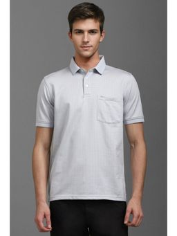 Louis Philippe - Mens Grey Printed Polo Neck T-Shirt