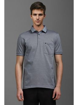 Louis Philippe - Mens Grey Printed Polo Neck T-Shirt