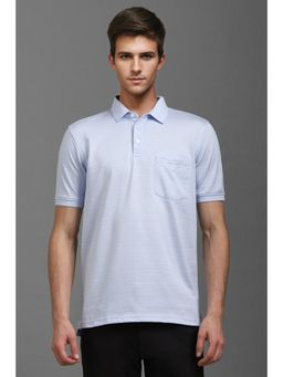 Louis Philippe - Mens Blue Printed Polo Neck T-Shirt