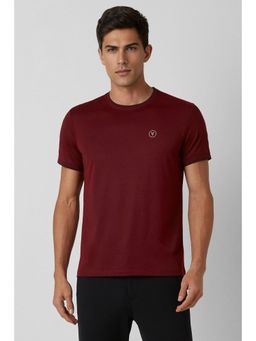 Van Heusen - Mens Maroon Solid Crew Neck T-Shirt