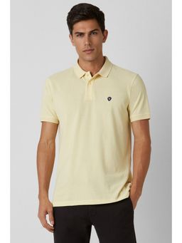 Van Heusen - Mens Yellow Solid Polo Neck T-Shirt