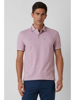 Van Heusen - Mens Lilac Textured Polo Neck T-Shirt