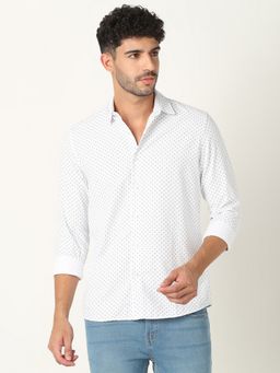 R&B - White Printed Men's Causal Shirt