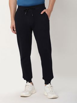 R&B - Navy Blue Cotton Solid Joggers