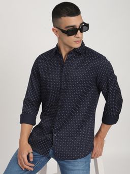 R&B - Polycotton Regular Fit Textured Full Sleeves Men's Shirt