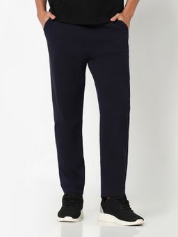 R&B - Navy Blue Cotton Solid Track Pant