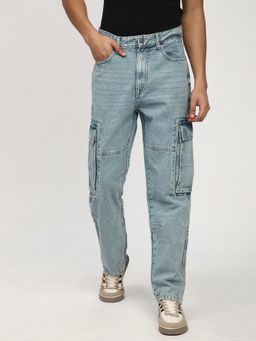 R&B - Cotton Relaxed Fit Mid-Rise Solid Full Length Men's Jeans