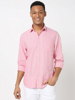 R&B - Pink Striped Men's Casual Shirt