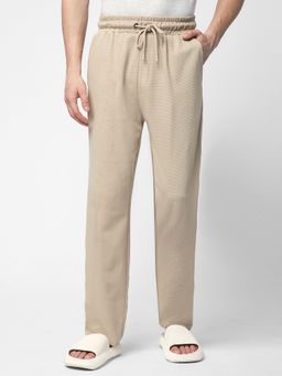 R&B - Men's Beige Cotton Solid Track Pant