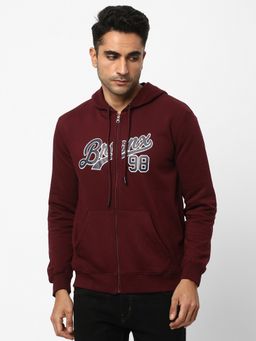 R&B - Men's Cotton Maroon Graphic Hoodie