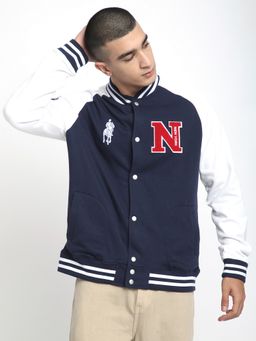 R&B - Men's Fleece Navy Blue Colorblock Jacket