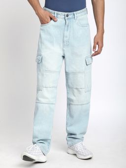 R&B - Cotton Loose Fit Mid-Rise Solid Full Length Men's Jeans