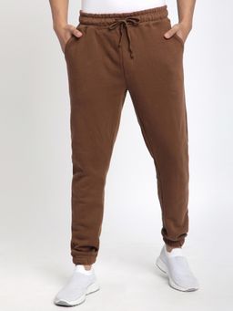 R&B - Brown Cotton Blend Solid Joggers