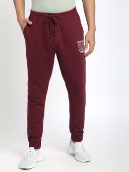 R&B - Purple Cotton Blend Printed Joggers